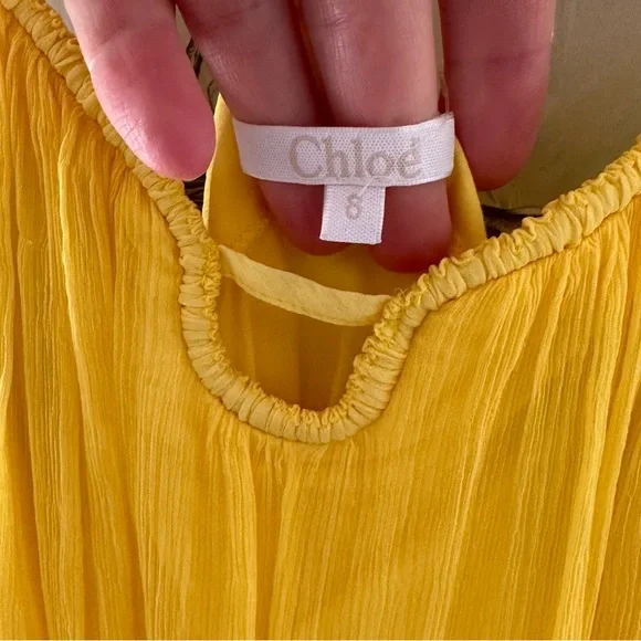 Chloe girls gauzy crimped silk dress in  yellow. Size 8 - Picture 3 of 5